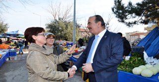 BAŞKAN TÜRKYILMAZ KÖYLÜ PAZARINI ZİYARET ETTİ